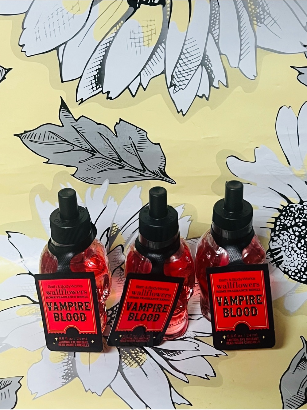 QTY 3 - Bath & Body Works VAMPIRE BLOOD Wallflowers Home Fragrance Oil Refills